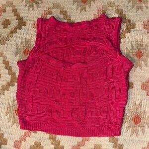 Pink Sleeveless Knit Crop Top